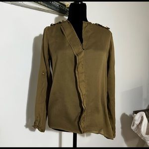 Parker khaki blouse, 100% silk, size Xs-S
